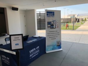 Tennis Analytics event booth at a tournament