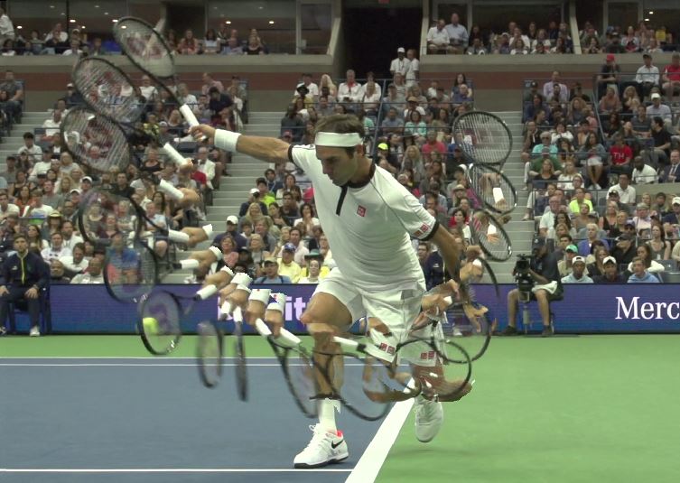 Roger Federer backhand swing path