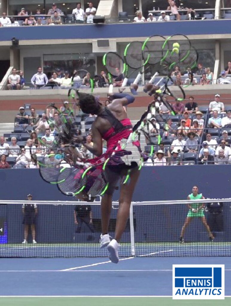Venus Williams' forehand swinging volley